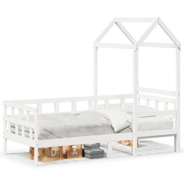 White Day Bed with Roof - Versatile Pine Wood 90x200 cm