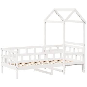 White Day Bed with Roof - Versatile Pine Wood 90x200 cm