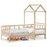 Day Bed with Roof 90x190 cm Solid Wood Pine Colour natural Size 90 x 190 cm 