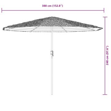 Garden Parasol with Steel Pole - Blue - 388x388 cm