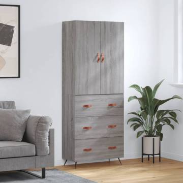 Stylish Highboard Grey Sonoma - 69.5x34x180 cm