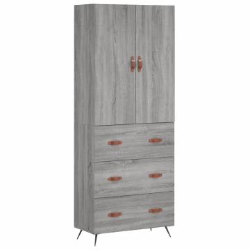 Stylish Highboard Grey Sonoma - 69.5x34x180 cm