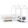 Day Bed and Bench Set with Roof White 90x190 cm Solid Wood Pine Colour white Size 90 x 190 cm 