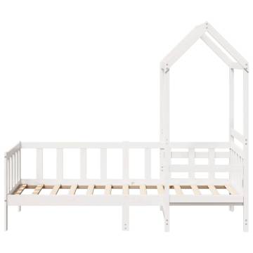 Day Bed and Bench Set with Roof White - Solid Pine & Stylish