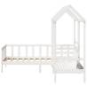 Day Bed and Bench Set with Roof White - Solid Pine & Stylish