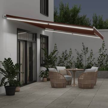 Manual Retractable Awning with LED - Brown 600x300 cm