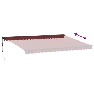 Automatic Retractable Awning with LEDs - Burgundy 500x300 cm