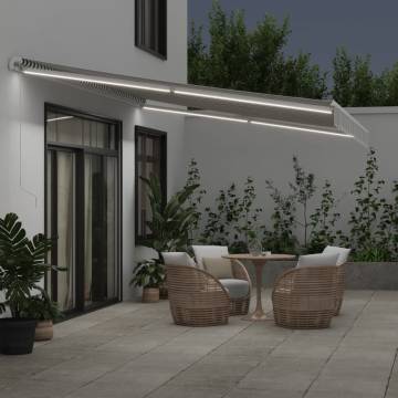 Manual Retractable Awning with LED – 500x350 cm, Anthracite & White