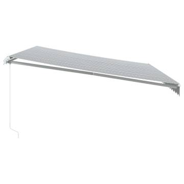 Manual Retractable Awning with LED – 500x350 cm, Anthracite & White