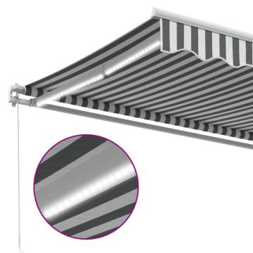 Manual Retractable Awning with LED – 500x350 cm, Anthracite & White