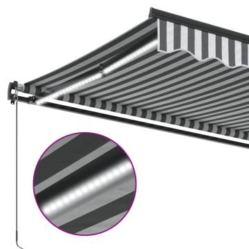 Manual Retractable Awning with LEDs - Anthracite & White 500x350 cm