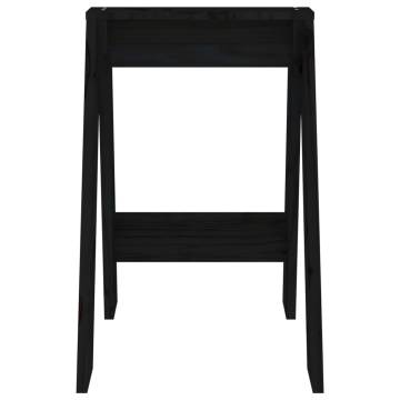 Stylish Black Solid Wood Pine Stools - Set of 2