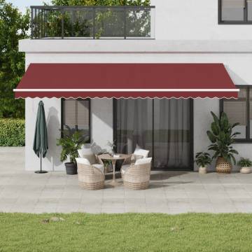 Manual Retractable Awning with LED Burgundy 600x300 cm