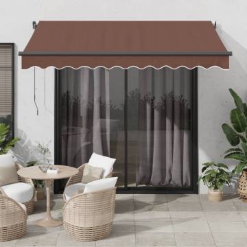 Automatic Retractable Awning with LEDs - Brown 350x250 cm