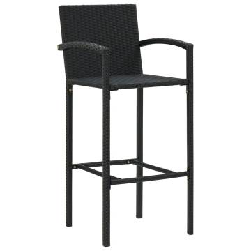 Stylish Black Poly Rattan Bar Stools - 2 Pcs Set | HipoMarket