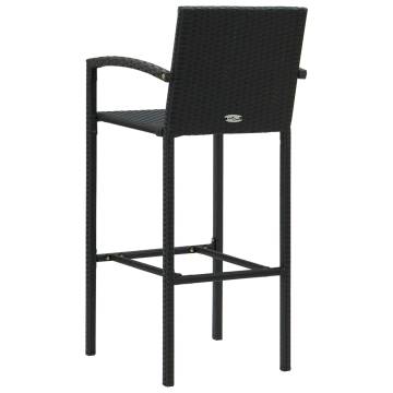 Stylish Black Poly Rattan Bar Stools - 2 Pcs Set | HipoMarket