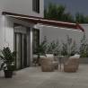 Burgundy Manual Retractable Awning with LEDs - 500x300 cm