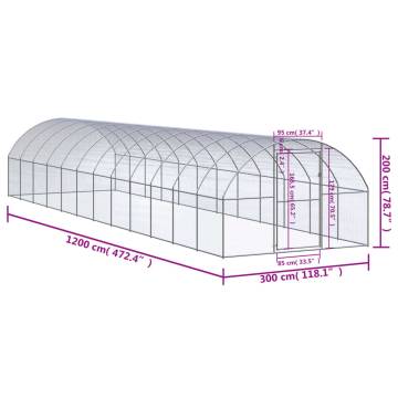 Outdoor Chicken Coop 3x12x2 m - Durable Steel Enclosure