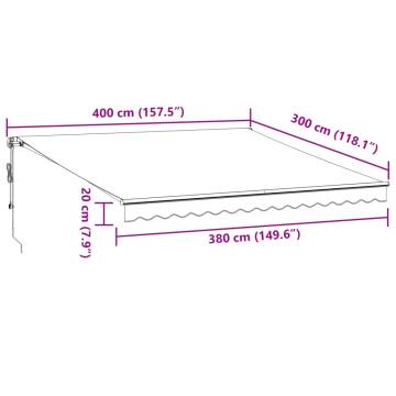 Automatic Retractable Awning 400x300 cm - Anthracite & White