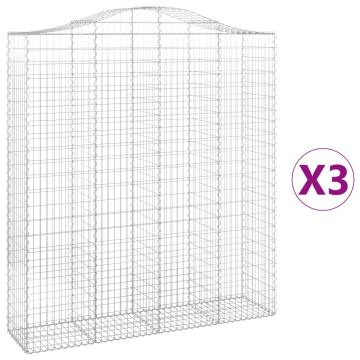 Arched Gabion Baskets 3 pcs - Galvanised Iron 200x50x220240 cm