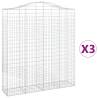 Arched Gabion Baskets 3 pcs - Galvanised Iron 200x50x220240 cm