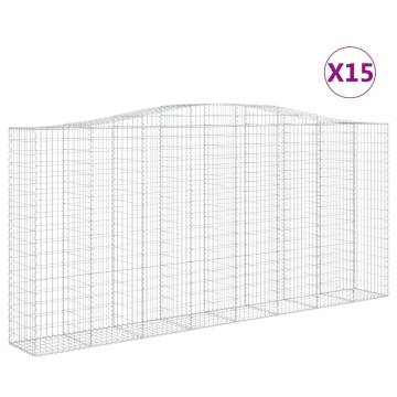 Arched Gabion Baskets - 15 pcs Galvanised Iron | Hipomarket