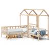 Day Bed and Bench Set with Roof 90x200 cm Solid Wood Pine Colour natural Size 90 x 200 cm 