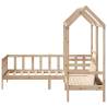 Day Bed & Bench Set with Roof - Solid Pine Wood - 90x200 cm