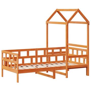 Day Bed with Roof - Wax Brown Solid Wood Pine 90x190 cm