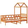 Day Bed with Roof - Wax Brown Solid Wood Pine 90x190 cm