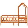 Day Bed with Roof - Wax Brown Solid Wood Pine 90x190 cm