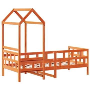 Day Bed with Roof - Wax Brown Solid Wood Pine 90x190 cm