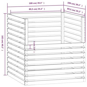 Composter Grey 100x100x102 cm - Solid Wood Pine