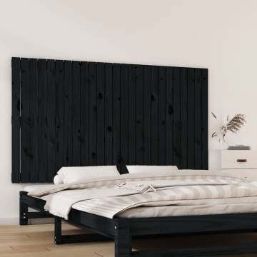 Elegant Black Wall Headboard - Solid Pine Wood 159.5x3x90 cm