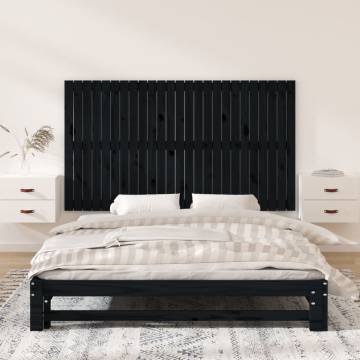 Elegant Black Wall Headboard - Solid Pine Wood 159.5x3x90 cm