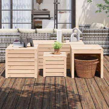 4 Piece Garden Box Set - Solid Pine for Storage & Seating