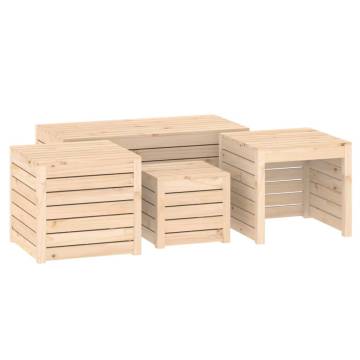 4 Piece Garden Box Set - Solid Pine for Storage & Seating