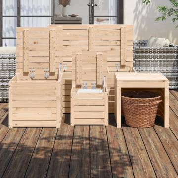 4 Piece Garden Box Set - Solid Pine for Storage & Seating