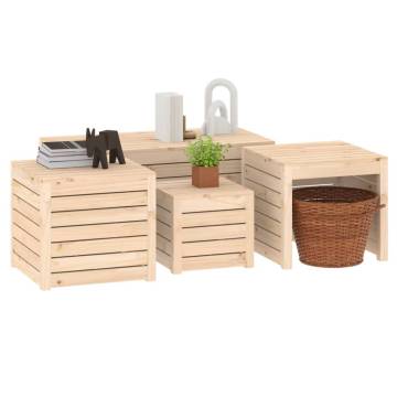 4 Piece Garden Box Set - Solid Pine for Storage & Seating