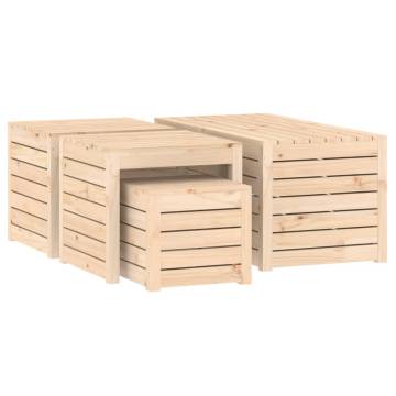 4 Piece Garden Box Set - Solid Pine for Storage & Seating