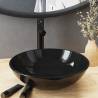 Bathroom Sink with Tap and Push Drain Black Tempered Glass Basin colour black Tap black tap 