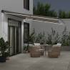 Manual Retractable Awning with LEDs - Anthracite & White 500x300 cm