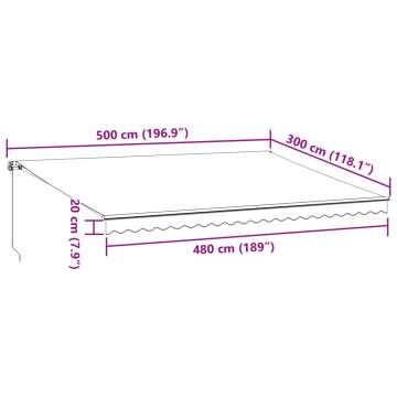 Manual Retractable Awning with LEDs - Anthracite & White 500x300 cm