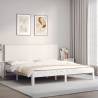 Bed Frame with Headboard White 200x200 cm Solid Wood Colour white Size 200 x 200 cm 