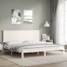 Stylish White Bed Frame 200x200 cm - Solid Pinewood