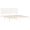 Stylish White Bed Frame 200x200 cm - Solid Pinewood