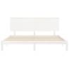 Stylish White Bed Frame 200x200 cm - Solid Pinewood