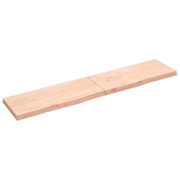 Untreated Solid Wood Oak Wall Shelf - 200x40x(2-6) cm