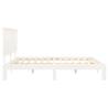 Stylish White Bed Frame 200x200 cm - Solid Pinewood