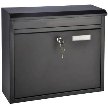 HI Letter Box Black - Modern Mailbox 36x12x32 cm | Hipomarket